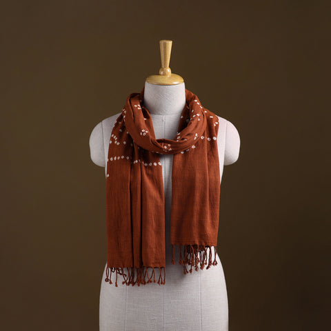 Brown - Kutch Handwoven Organic Kala Cotton Bandhani Stole 39