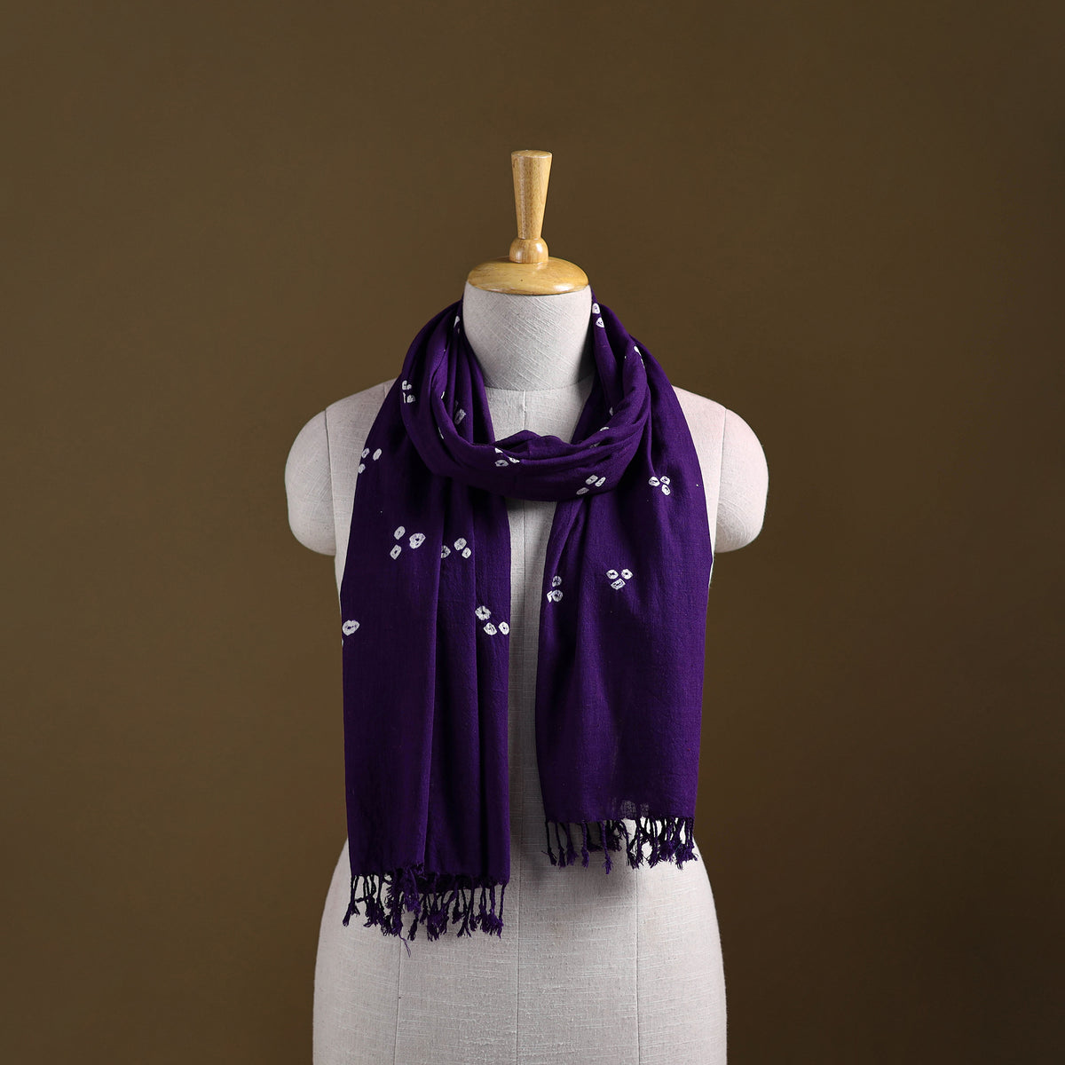 Kutch Handwoven Organic Kala Cotton Bandhani Stole 42