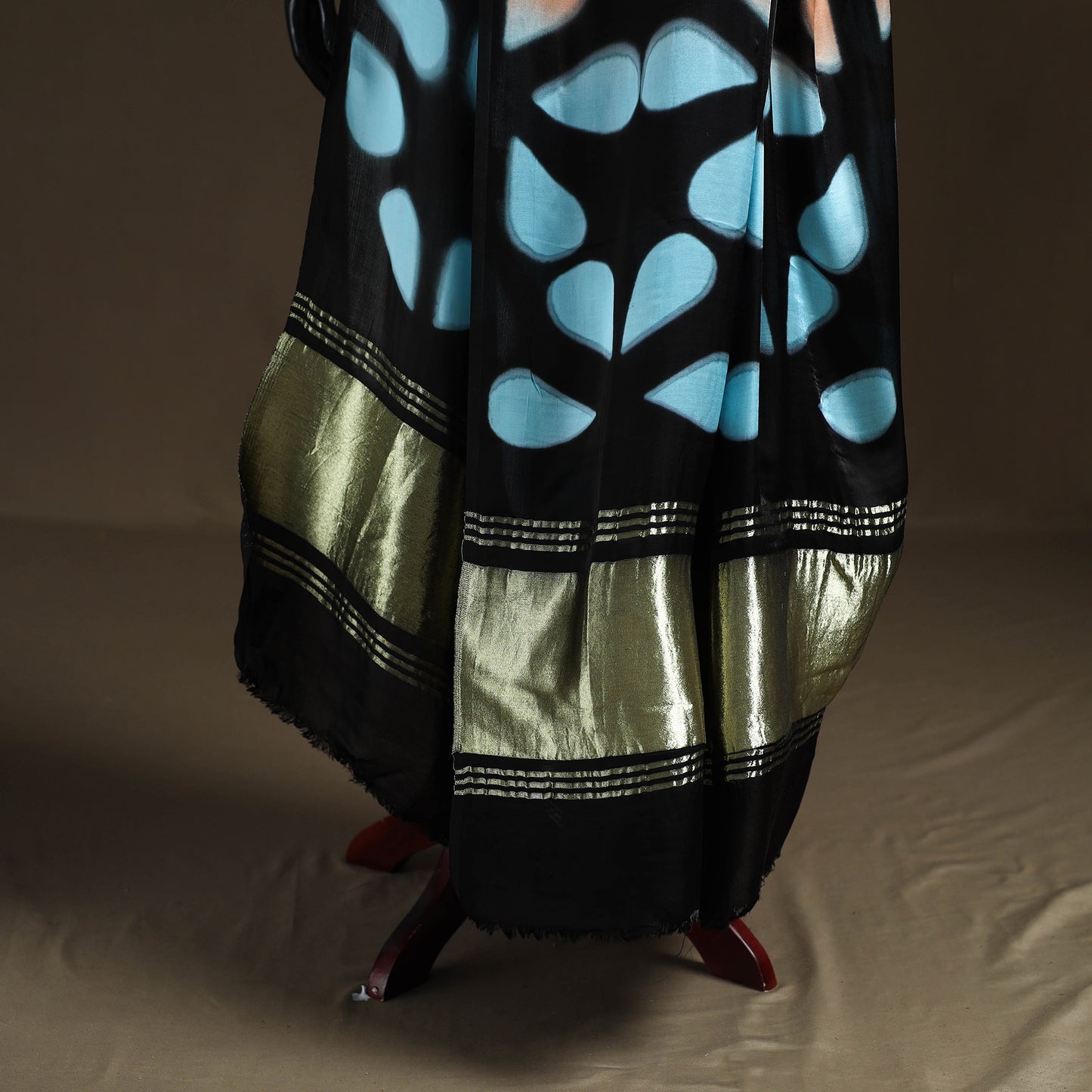 Multicolor - Shibori Clamp Dyed Modal Silk Dupatta with Zari Border 35