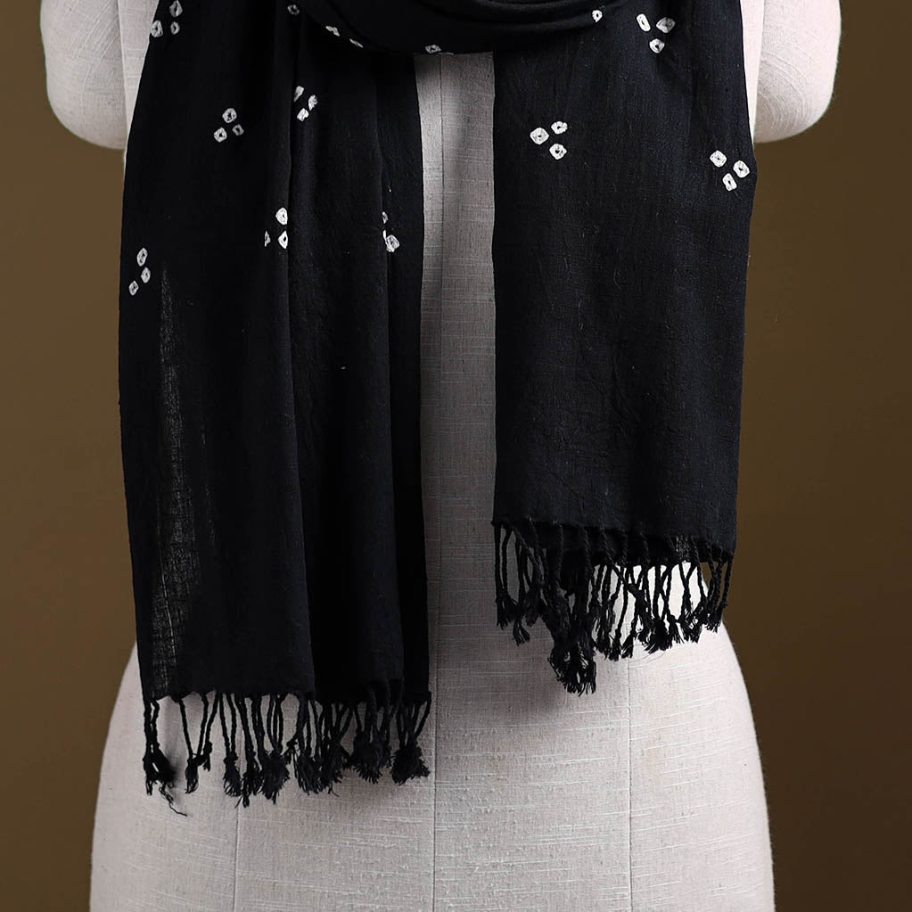 Kutch Handwoven Organic Kala Cotton Bandhani Stole 44