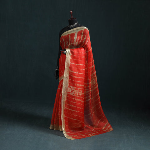 Shibori Tie-Dye Kota Doria Silk Saree 34