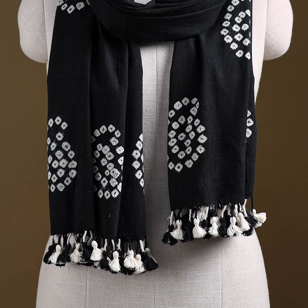 Kutch Handwoven Organic Kala Cotton Bandhani Stole 45