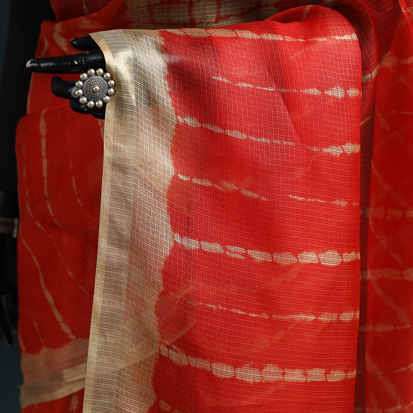 Shibori Tie-Dye Kota Doria Silk Saree 34