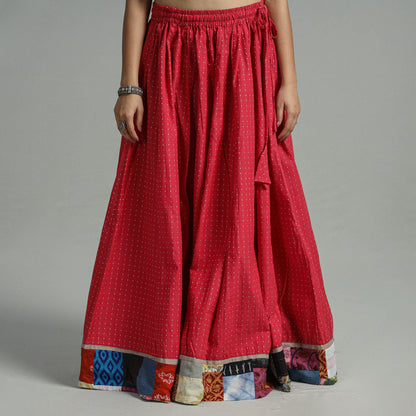 Pink - Jacquard Patchwork 24 Kali Cotton Long Skirt 35