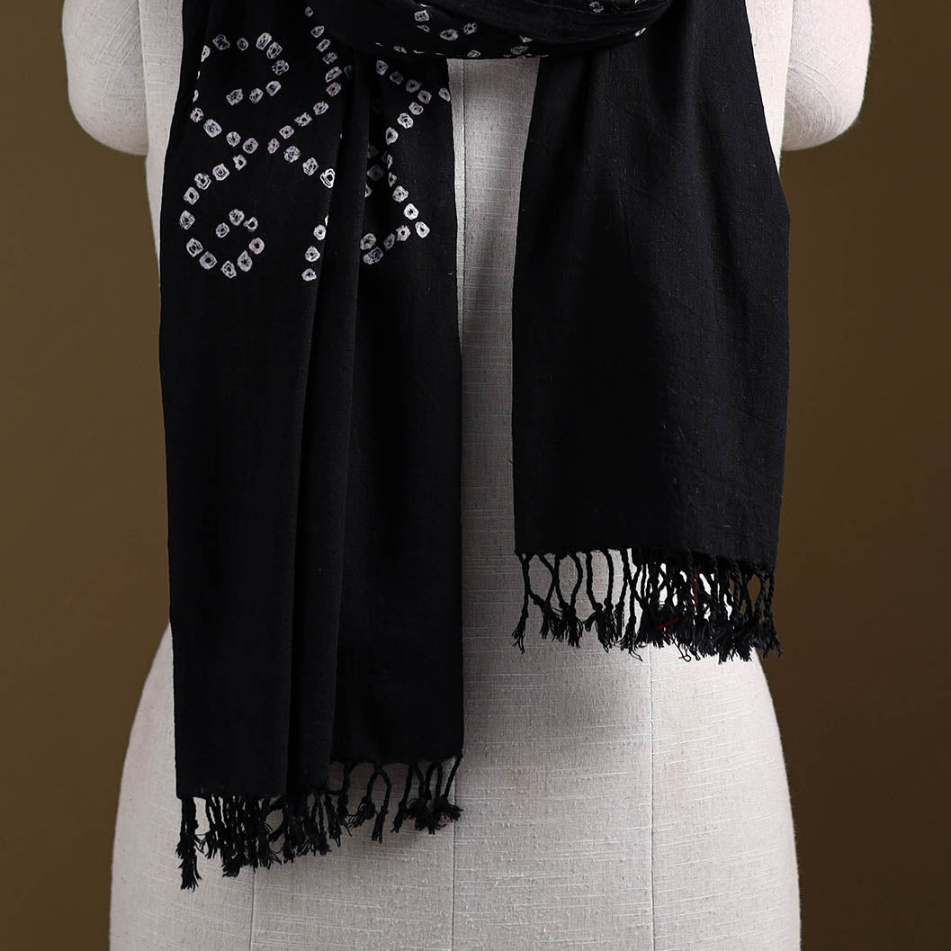 Kutch Handwoven Organic Kala Cotton Bandhani Stole 47