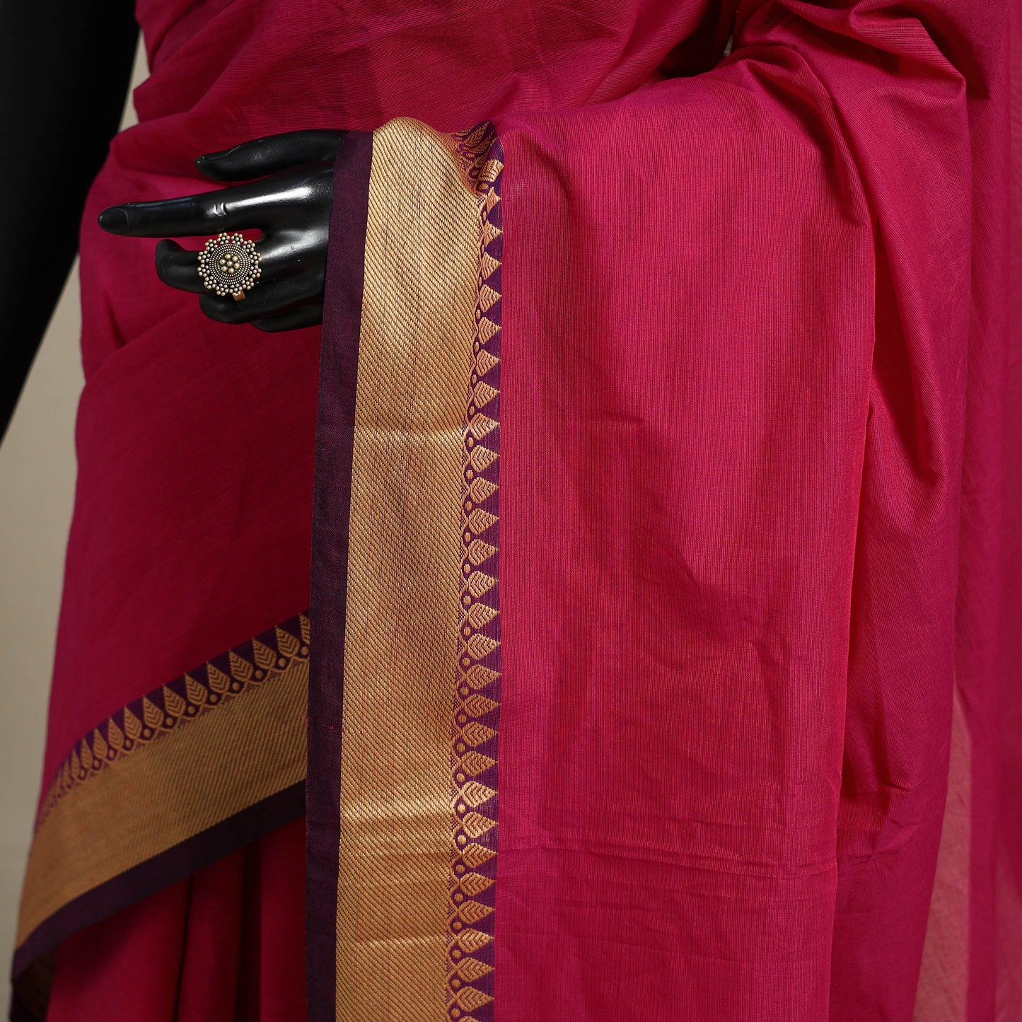 Pink - kandangi chettinad cotton saree with border 24