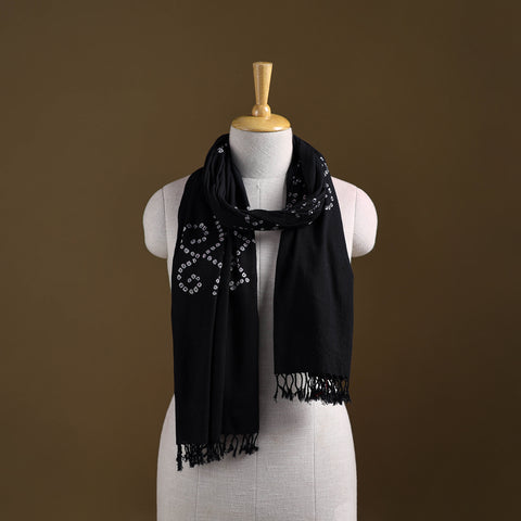 Kutch Handwoven Organic Kala Cotton Bandhani Stole 47