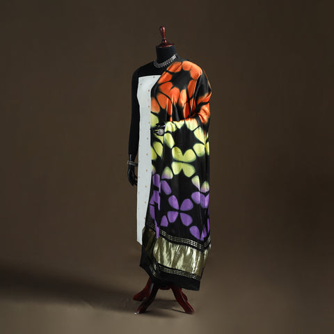 Multicolor - Shibori Clamp Dyed Modal Silk Dupatta with Zari Border 37