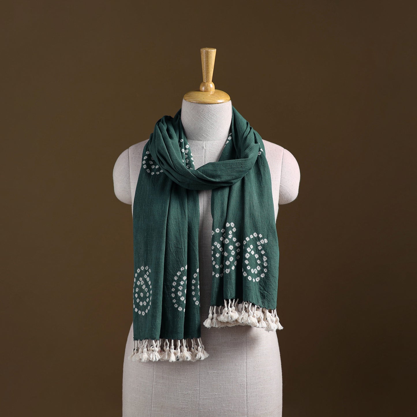 Kutch Handwoven Organic Kala Cotton Bandhani Stole 48