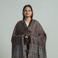 Black - Ajrakh Modal Silk Dupatta with Zari Border 91