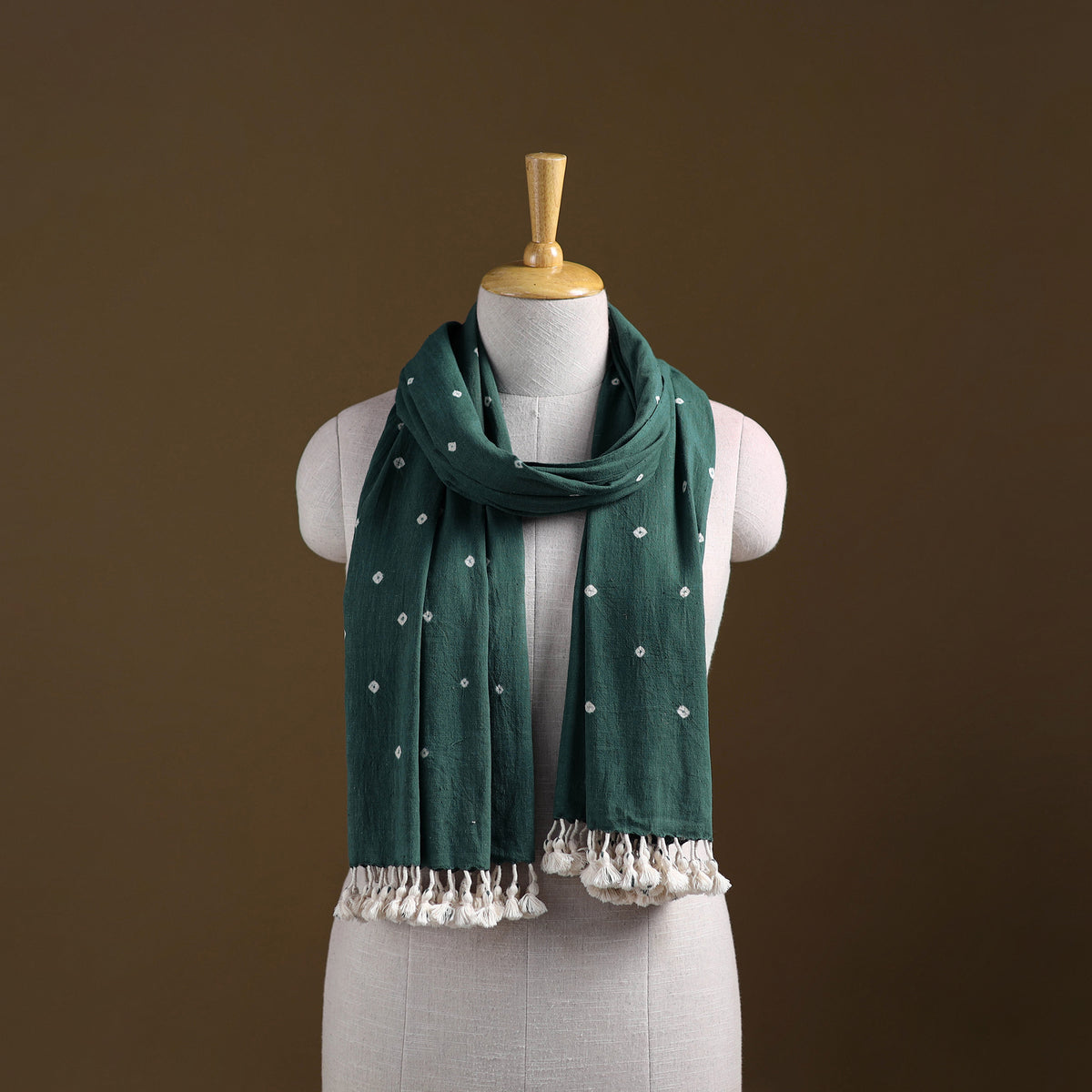 Kutch Handwoven Organic Kala Cotton Bandhani Stole 49