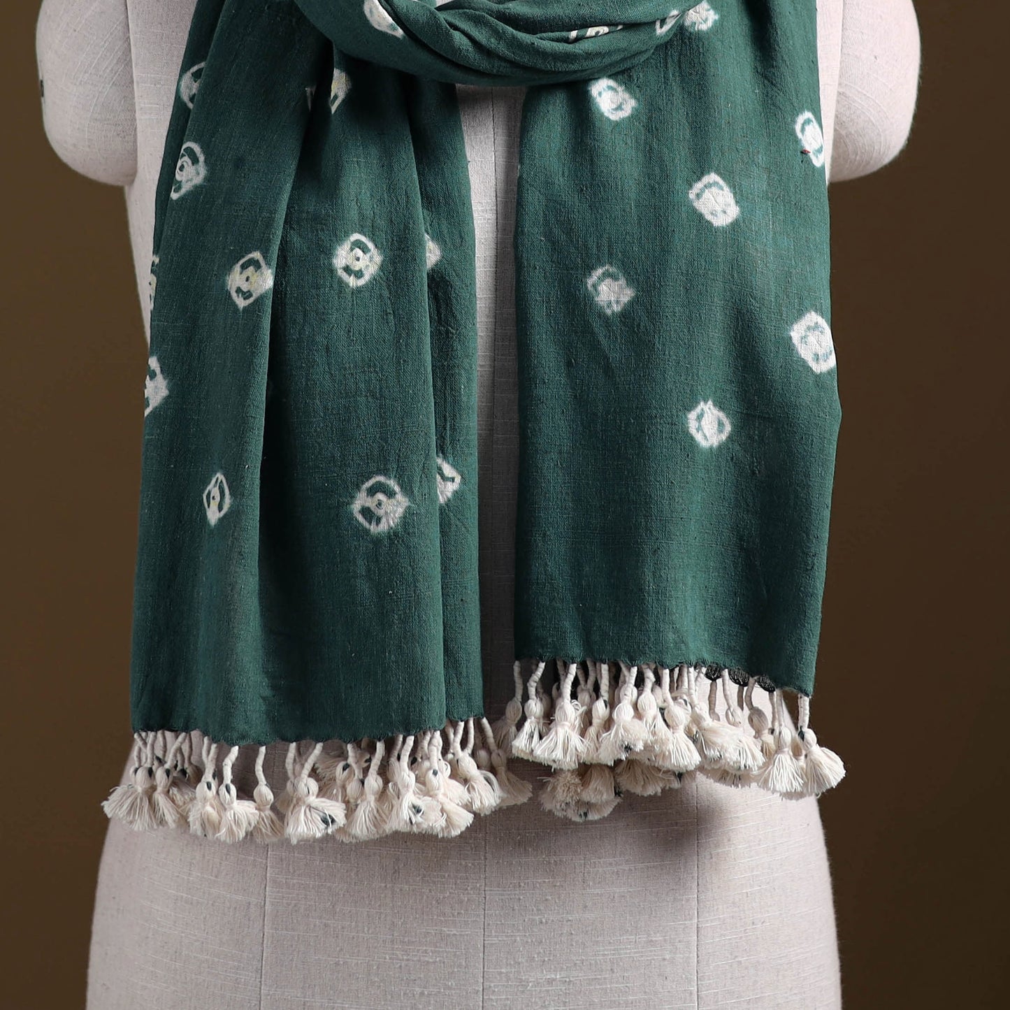 Kutch Handwoven Organic Kala Cotton Bandhani Stole 50