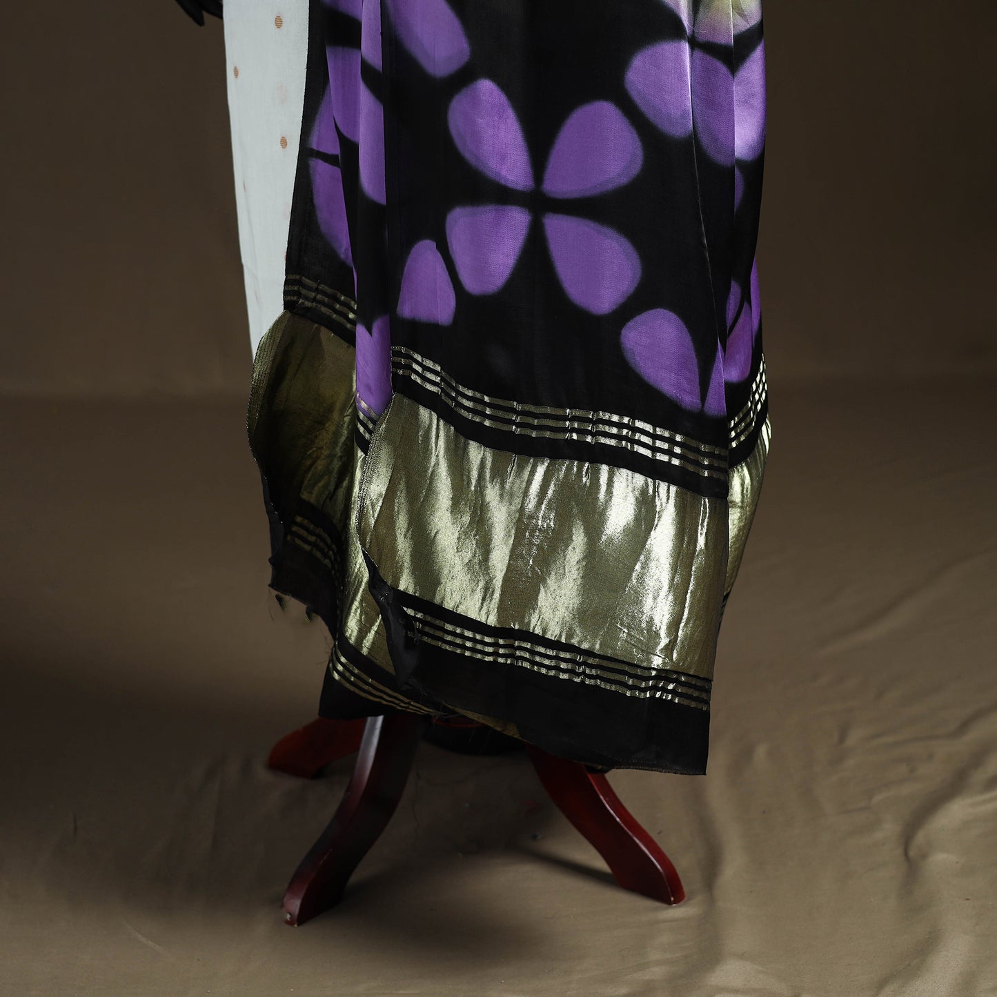 Multicolor - Shibori Clamp Dyed Modal Silk Dupatta with Zari Border 37