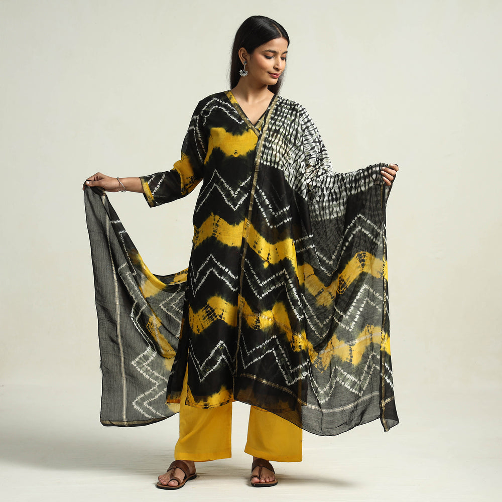 Shibori Kurta with Palazzo & Dupatta Set
