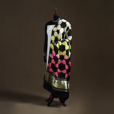 Multicolor - Shibori Clamp Dyed Modal Silk Dupatta with Zari Border 38