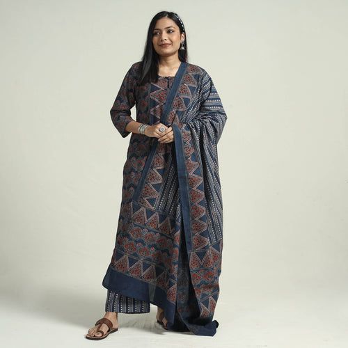 Ajrakh Kurta With Palazzo & Dupatta Set
