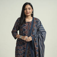 Ajrakh Kurta With Palazzo & Dupatta Set
