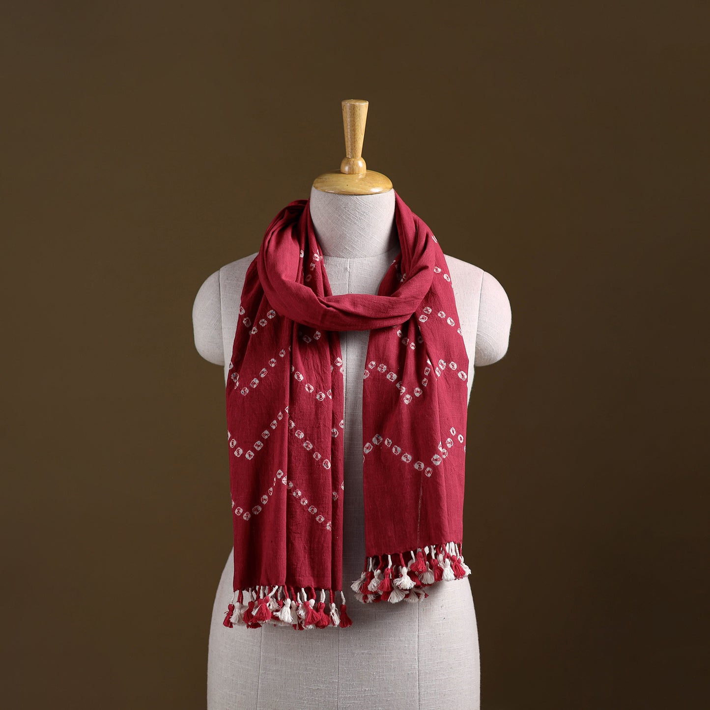 Kutch Handwoven Organic Kala Cotton Bandhani Stole 51