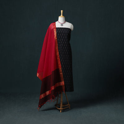 Pochampally Ikat Cotton Unstitched Dress Material: Kurta & Dupatta 37