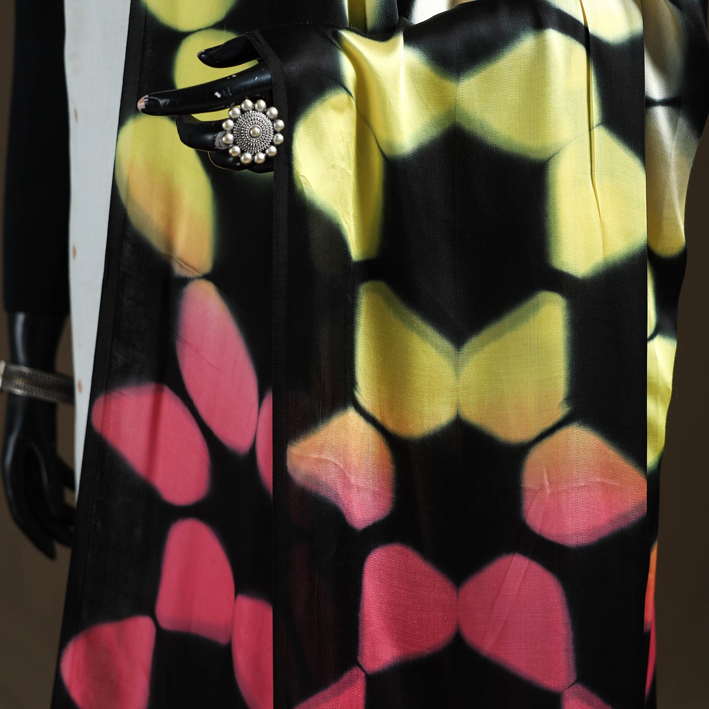Multicolor - Shibori Clamp Dyed Modal Silk Dupatta with Zari Border 38