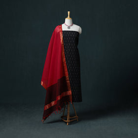 Pochampally Ikat Cotton Unstitched Dress Material: Kurta & Dupatta 37