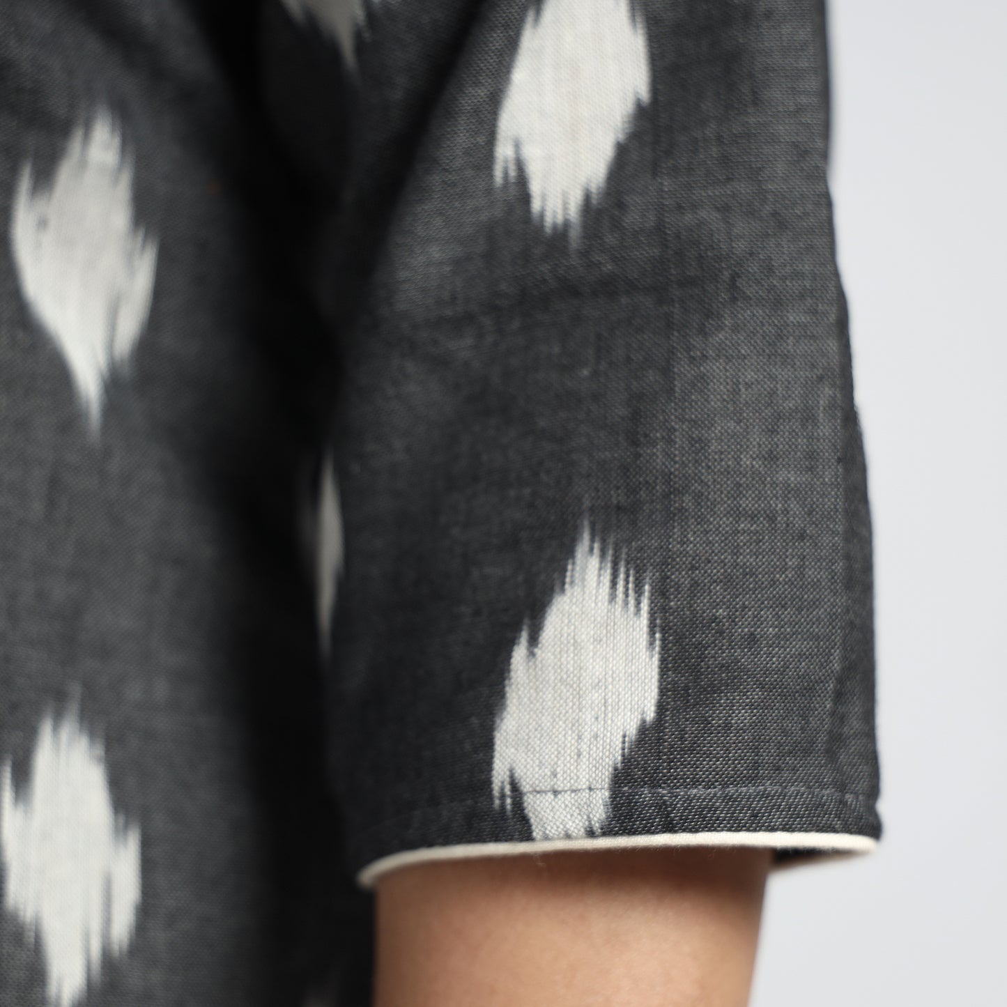 Dark Grey - Pochampally Ikat Weave Cotton Straight Kurta