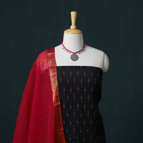 Pochampally Ikat Cotton Unstitched Dress Material: Kurta & Dupatta 37