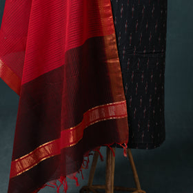 Pochampally Ikat Cotton Unstitched Dress Material: Kurta & Dupatta 37