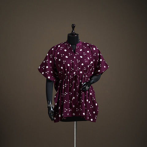 Bandhani tie-dye cotton short kaftan 64 - handcrafted