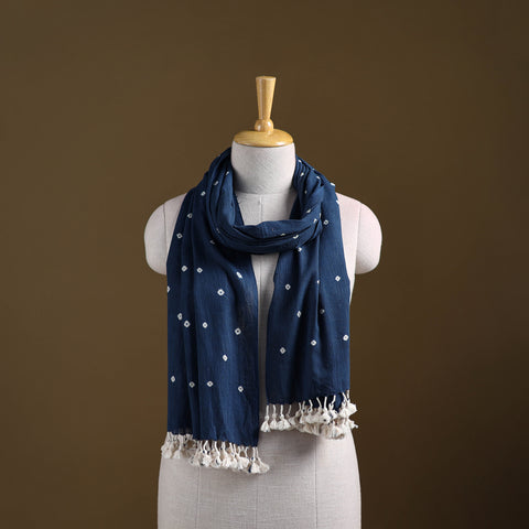Kutch Handwoven Organic Kala Cotton Bandhani Stole 55