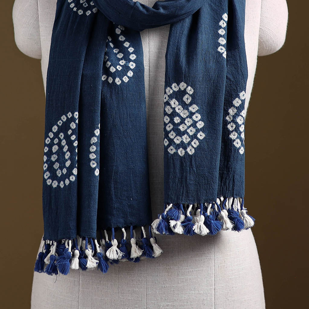 Kutch Handwoven Organic Kala Cotton Bandhani Stole 56