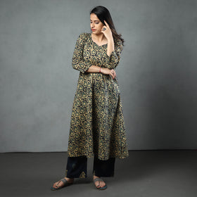  Hand Batik Printed Cotton Kurta with Palazzo & Dupatta Set 