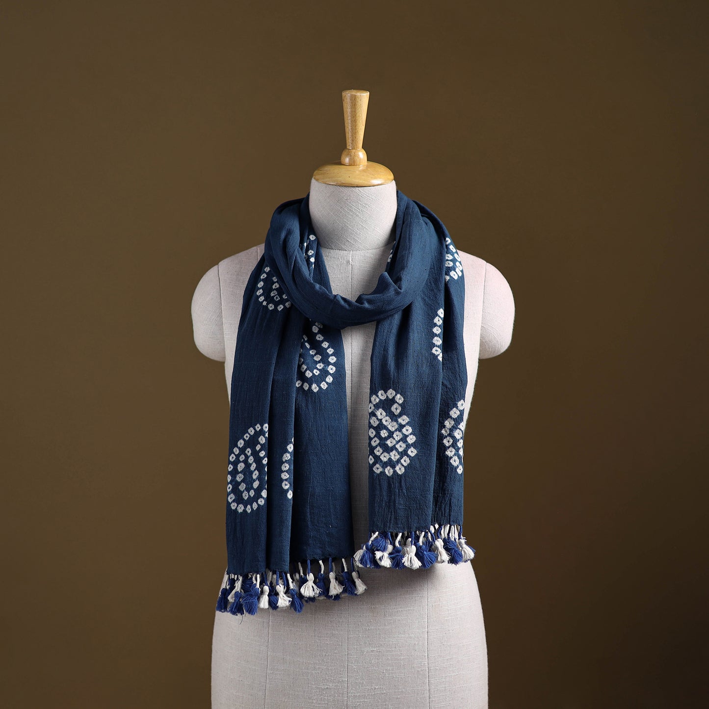 Kutch Handwoven Organic Kala Cotton Bandhani Stole 56