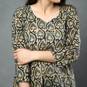  Hand Batik Printed Cotton Kurta with Palazzo & Dupatta Set 