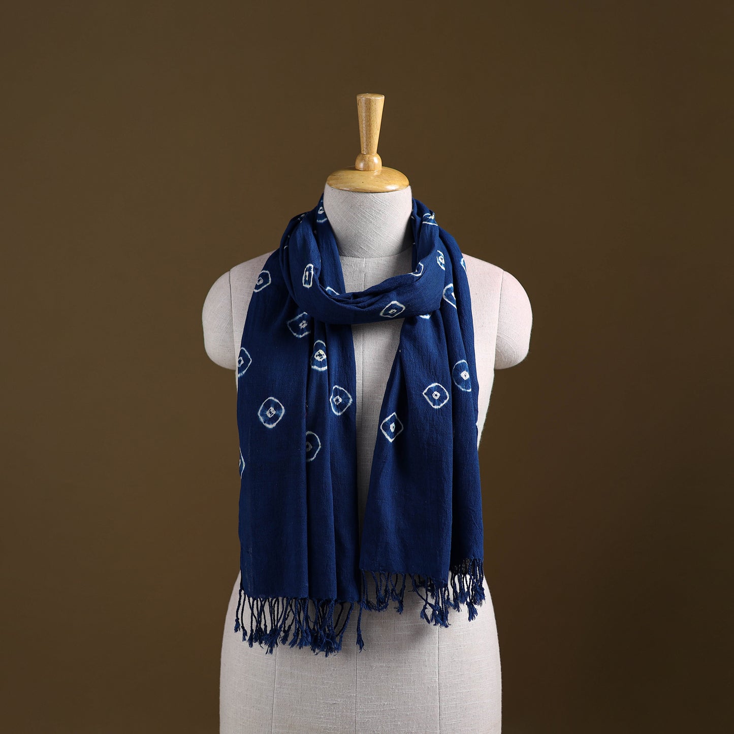 Kutch Handwoven Organic Kala Cotton Bandhani Stole 59
