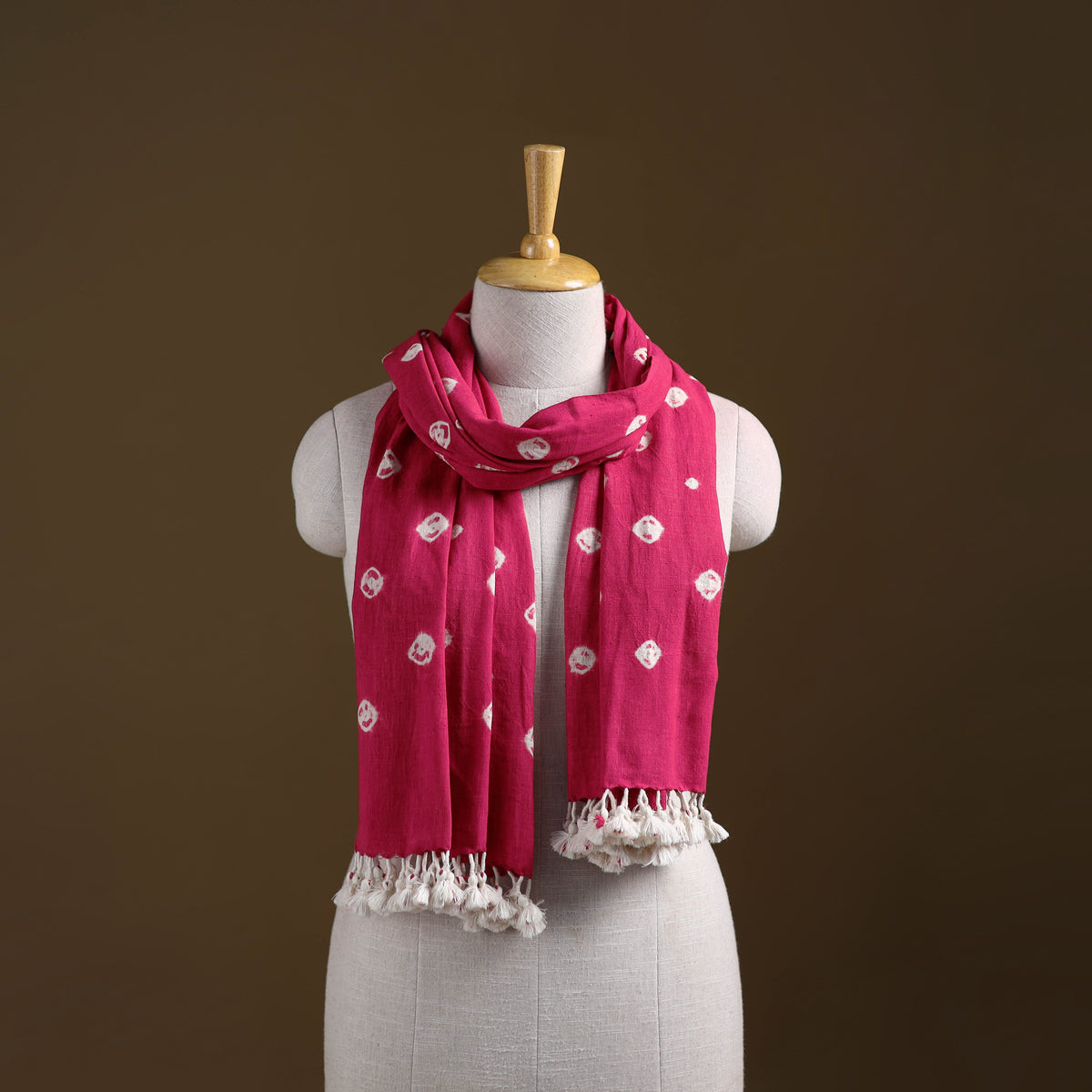 Kutch Handwoven Organic Kala Cotton Bandhani Stole 62