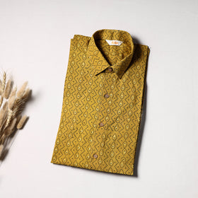 Natural Dyed Hand Block Print Cotton Men Half Sleeve Ajrakh Shirt 07