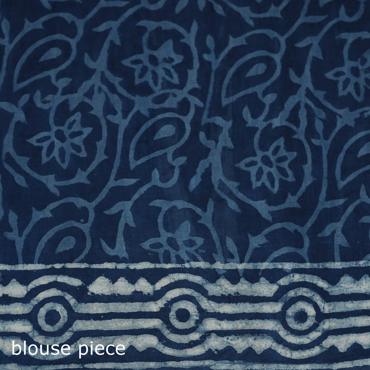 Blue - Pure Mul Cotton Natural Dyed Hand Block Indigo Bagru Print Saree 49