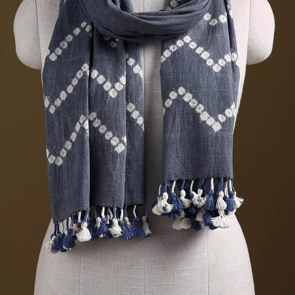 Kutch Handwoven Organic Kala Cotton Bandhani Stole 69