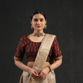 Brown Zardozi Hand Embroidery Cotton Pochampally Ikat Blouse