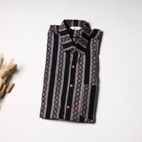 Natural Dyed Hand Block Print Cotton Men Half Sleeve Ajrakh Shirt 10