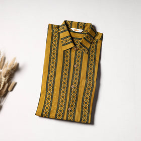 Natural Dyed Hand Block Print Cotton Men Half Sleeve Ajrakh Shirt 01