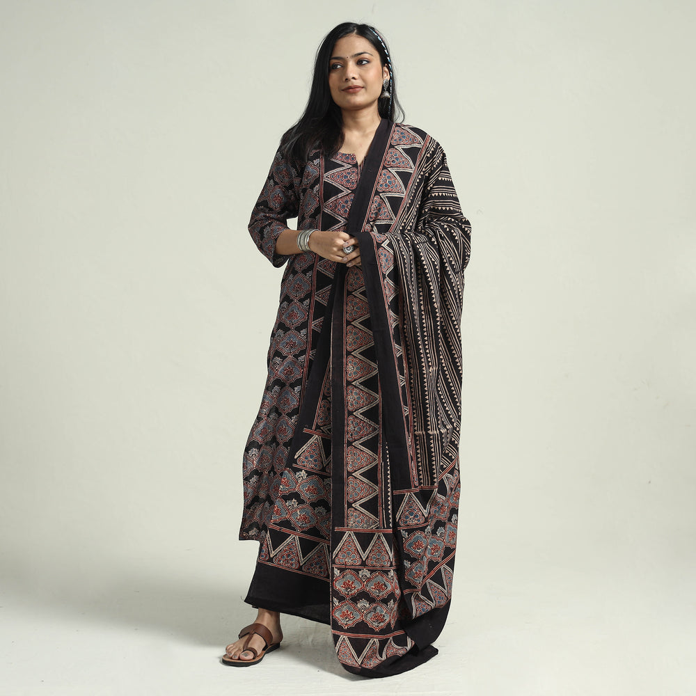 Ajrakh Kurta With Palazzo & Dupatta Set