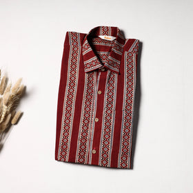Natural Dyed Hand Block Print Cotton Men Half Sleeve Ajrakh Shirt 08