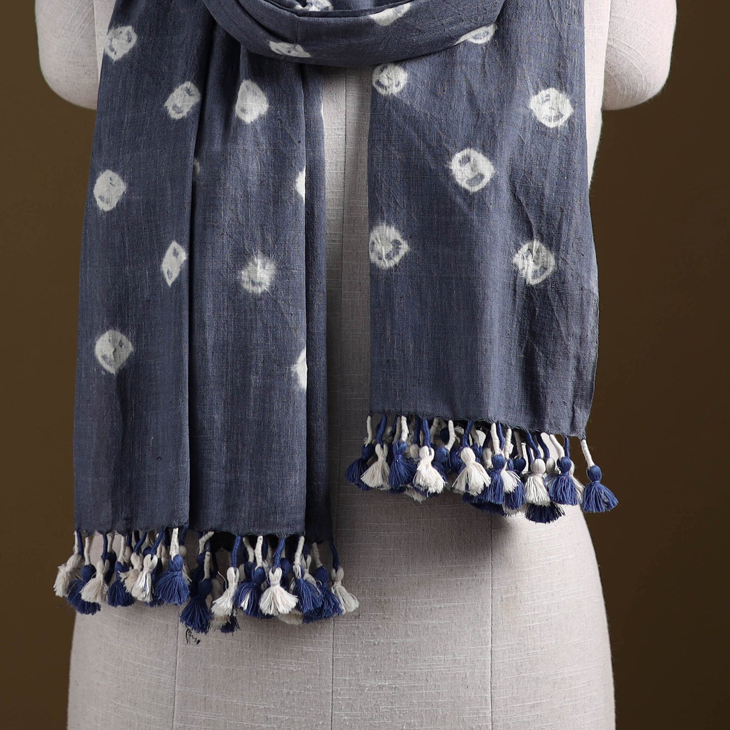 Kutch Handwoven Organic Kala Cotton Bandhani Stole 67