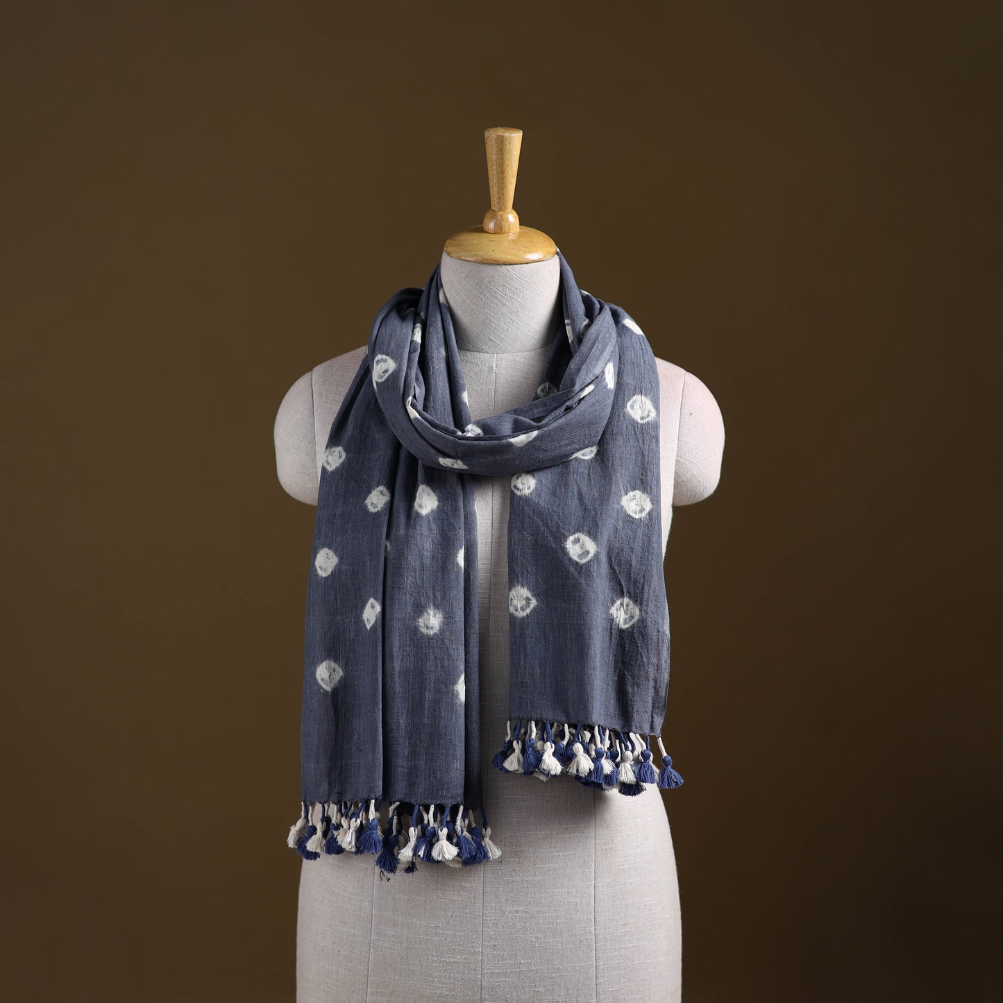 Kutch Handwoven Organic Kala Cotton Bandhani Stole 67