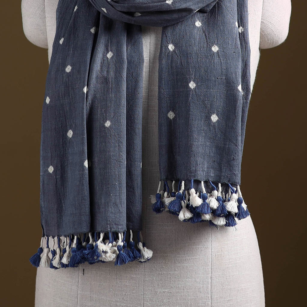 Kutch Handwoven Organic Kala Cotton Bandhani Stole 68