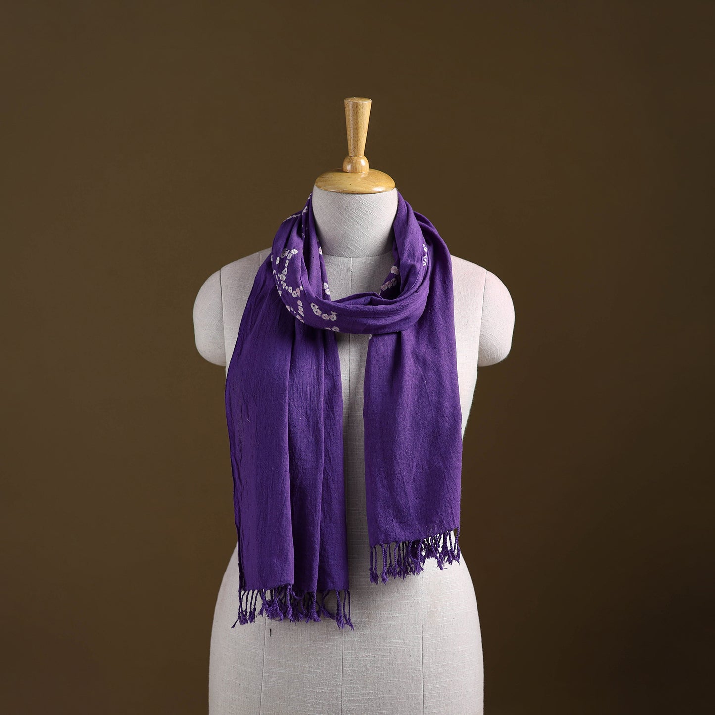 Kutch Handwoven Organic Kala Cotton Bandhani Stole 70