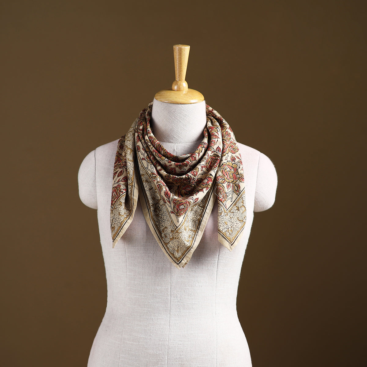 Pedana Hand Block Print Natural Dyed Cotton Kalamkari Scarf 29