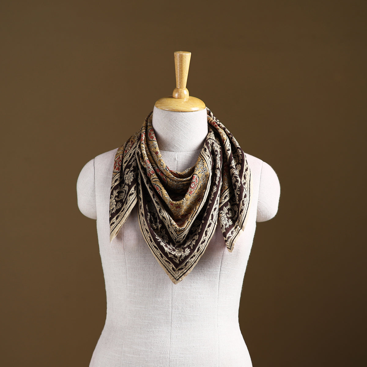 Pedana Hand Block Print Natural Dyed Cotton Kalamkari Scarf 44